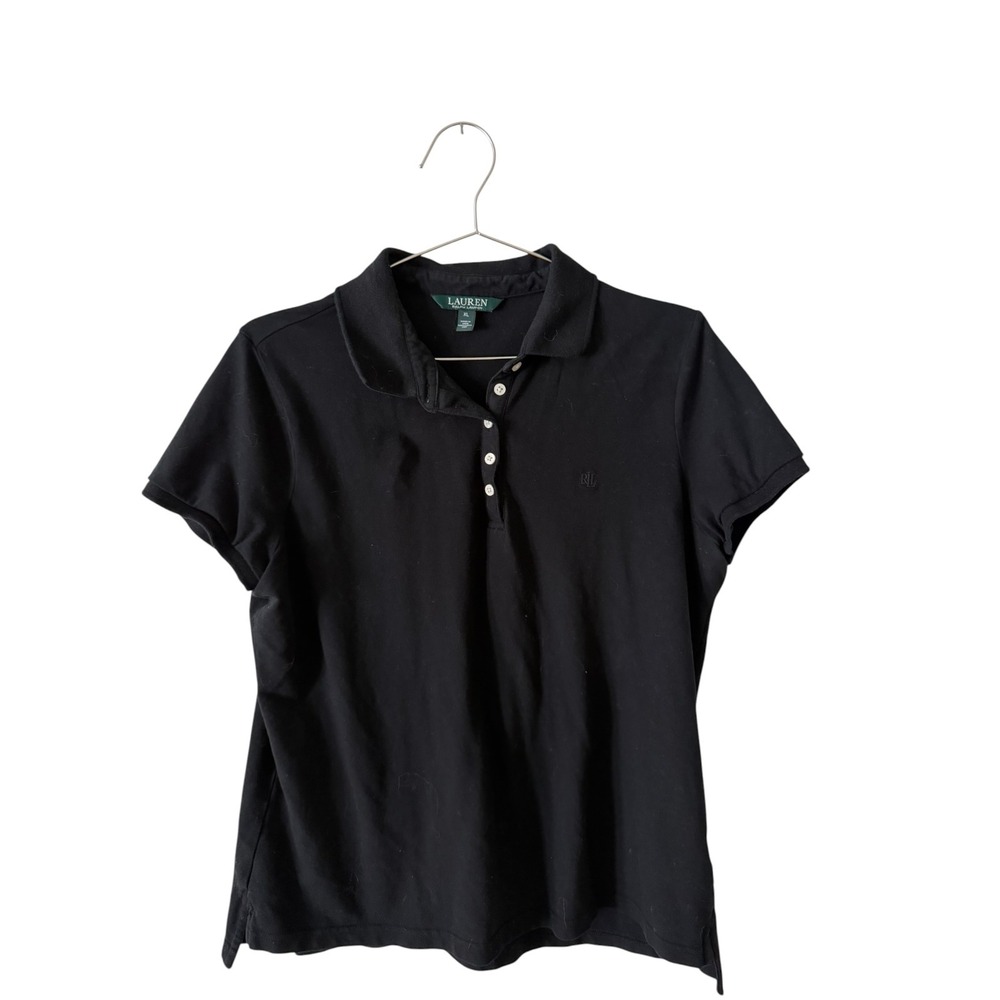 Lauren Ralph Lauren Womens XL Black Short Sleeve Pique Polo Shirt RN41381